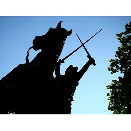 Canvas Print New Sword Statue Tree King Horse Sun Park Sky Stretched Canvas 10 X 14 - 