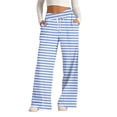 thumbnail image 2 of Endives Women's Wide Leg Pants Stripes Print Fashion Casual Sport Pants Lounge Pants, 2 of 6