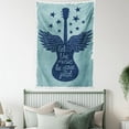 thumbnail image 4 of Music Tapestry, "Let the Music Be Your Pilot" Quote Winged Electronic Guitar and Stars Retro Print, Wall Hanging for Bedroom Living Room Dorm Decor, 40W X 60L Inches, Dark Blue, by Ambesonne, 4 of 5
