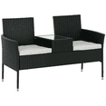 thumbnail image 1 of Outsunny Patio Furniture, Mid-Table PE Rattan Loveseat, Cushion, Light Grey, 1 of 10