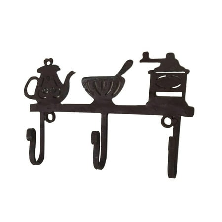 

Primitive Kitchen Wall Hook Distressed Dark Brown 3 Hooks!