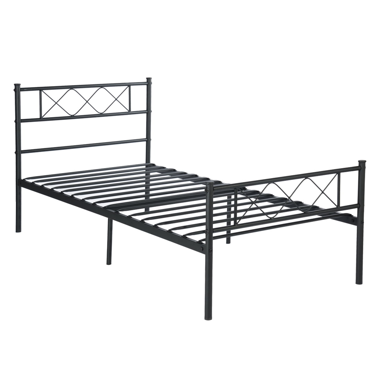Easy Setup Premium Metal Bed Platform Box Spring with Headboard