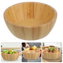 OUNONA Khaki Bamboo Food Serving Bowl for Storage Suitable for Soups Salads Noodles Fruits 9.84 inches diameter