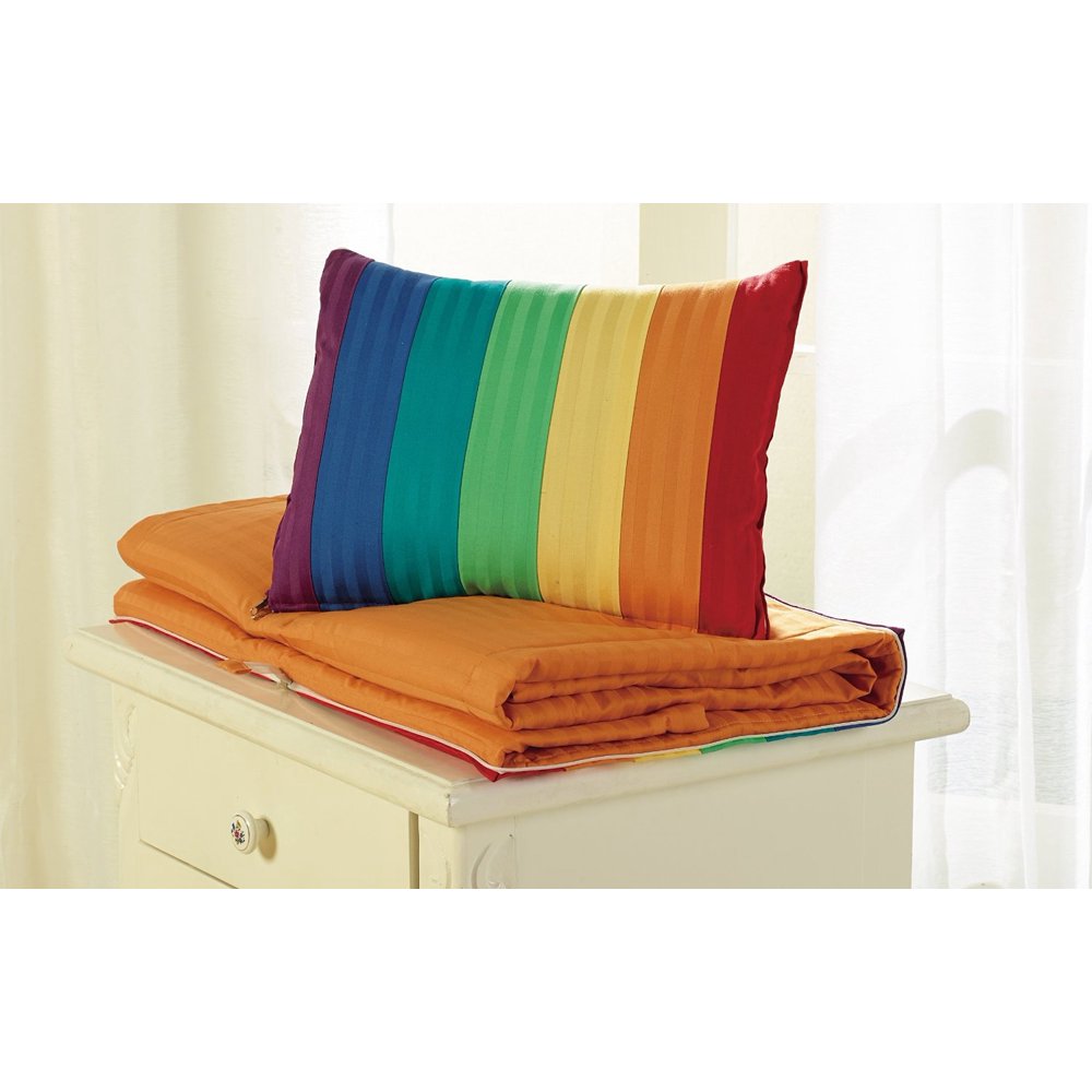 MANDATORY YOGA / MEDITATION BLANKET WITH ENERGETIC RAINBOW COLOR SQUARE PILLOW