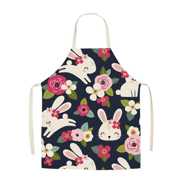 Easter Home Printing Linen Imitation Apron Kitchen Fouling Multi Functional Apron