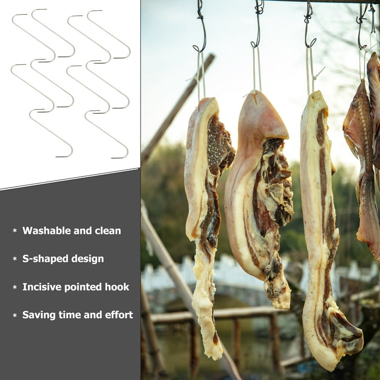 20 Pcs Stainless Steel Hook Swivel Hooks Heavy Duty Poultry Smoker Meat  Butcher Pork Sausage Hanger 