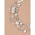 thumbnail image 2 of Granjero Gordo Horquilla de flores para novia, tocado de perlas de cristal, joyería para el cabello de boda dorada (plateada), 2 of 5
