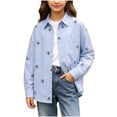 thumbnail image 2 of ZOYOEN Girls Button Down Shirts with Pocket- Long Sleeve Casual Turndown Collar Fashion Kids Fall Shirts Blue Size 14-15 Years, 2 of 9