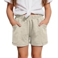 thumbnail image 2 of FASHOFT Boy's Linen Shorts Summer Pull-on Lightweight Elastic Waist Casual Beach Shorts Beige 8-9 Years, 2 of 5
