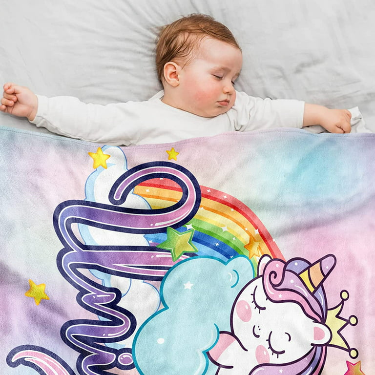 Rainbow Unicorn Blankets for Girls, Lightweight Travel Blanket