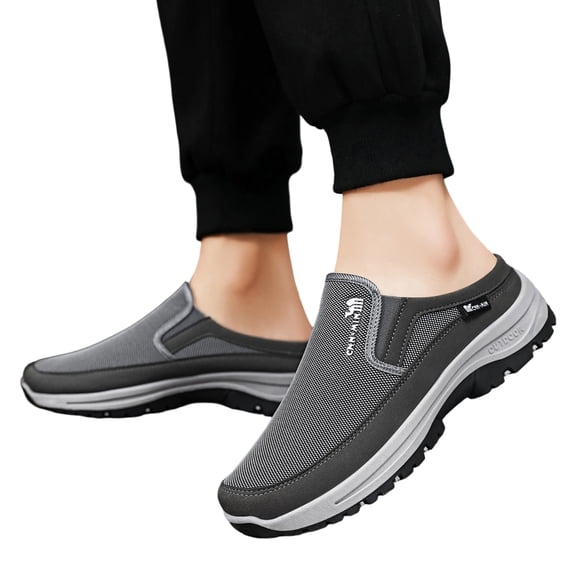 EKVAHL Men's Slip On Backless Mule Walking Shoes, Arch Support Lightweight Breathable Sneakers, Non-Slip Cushioned Outdoor Slide Shoes