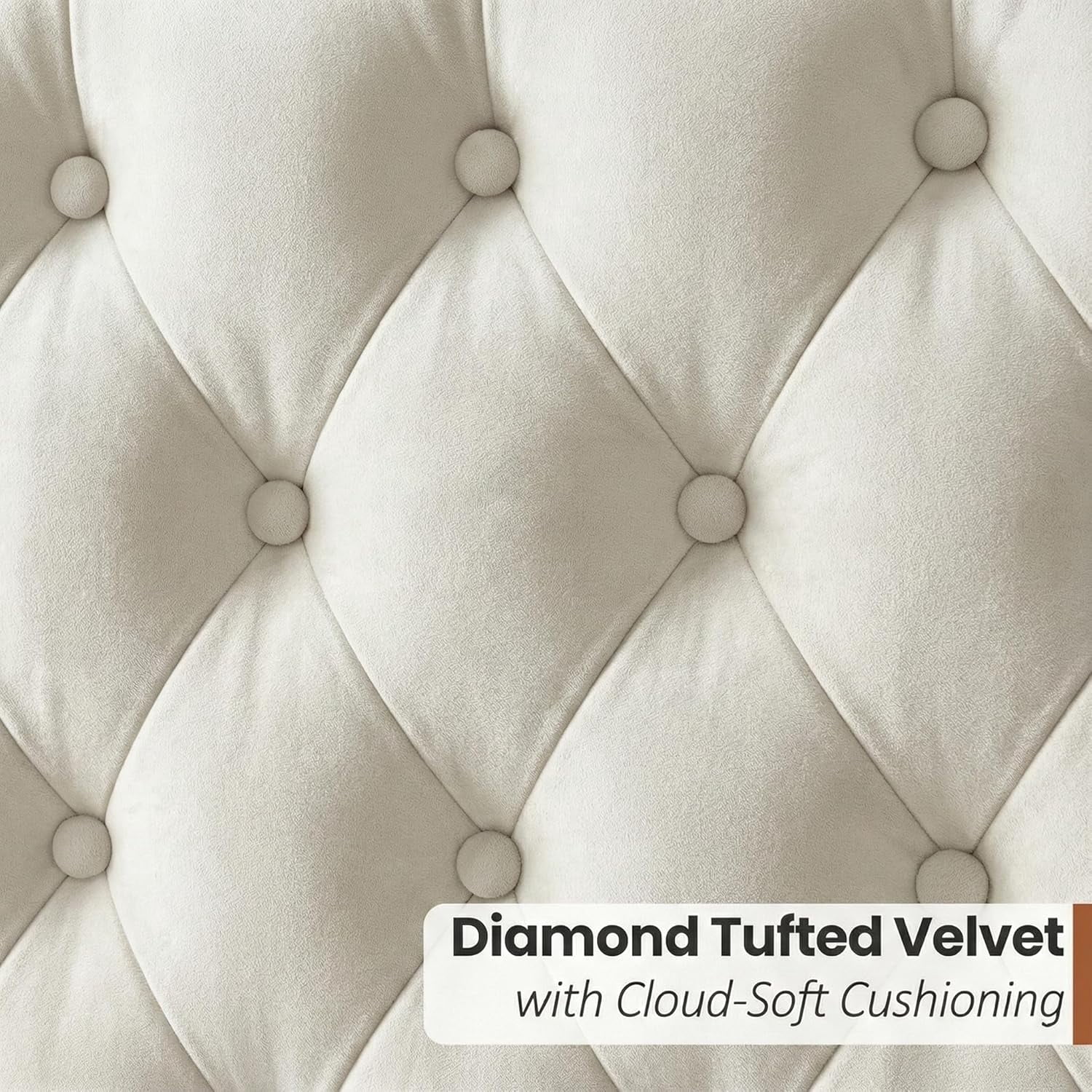 Queen Size White Velvet Upholstered Platform Bed Frame with 47.6" Tall Wingback Tufted Headboard & High Footboard, Gold Nailhead Trim, 1000lbs Heavy Duty Support, No Box Spring Needed