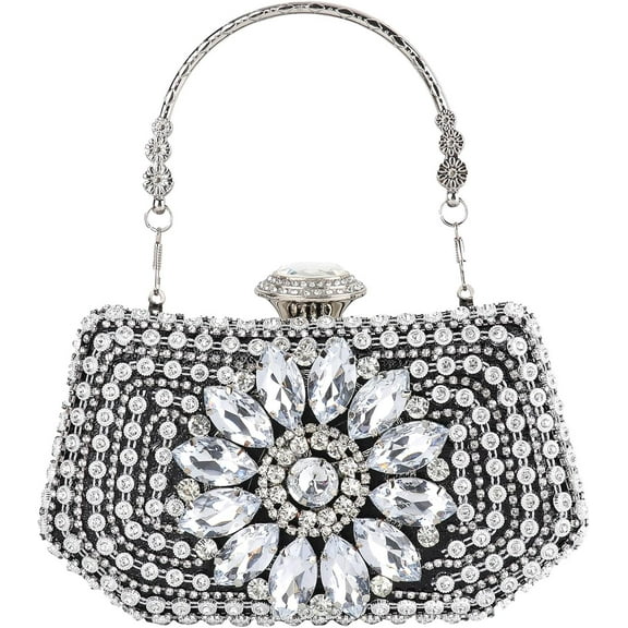 Womens Sparkly Rhinestone Crystal Clutch Glitter Sequin Evening Bag Purse Handbag for Bridal Wedding Party Prom