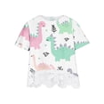 thumbnail image 3 of YLSDY Girls Summer Cute Dinosaur Printed T-Shirt Kids Short Sleeve Blouse O-Neck Lace Patchwork Tops White 130, 3 of 4