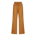 thumbnail image 5 of Drawstring Elastic Waist Casual Wide Leg Trousers with Pockets for Womens Cotton Linen Palazzo Pants, 5 of 9