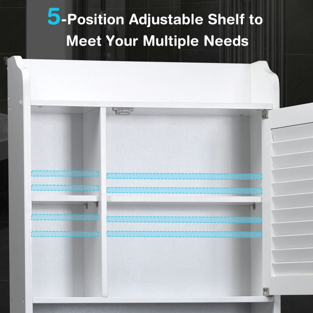 Finihen Toilet Storage Cabinet, Bathroom Cabinet Organizer, 3-Tier Bathroom Over-the-toilet Storage Cabinet with Adjustable Shelves, for Bathroom, White