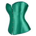 thumbnail image 4 of Corset Top Bustier Renaissance Lace up Lingerie Women Overbust Satin 04-Green XXXXL, 4 of 4