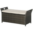thumbnail image 1 of CoSoTower 2-In-1 Outdoor PE Rattan Storage Bench, 29 Gallon Patio Wicker Furniture, Basket Box with Handles and Cushion Cream, 1 of 7