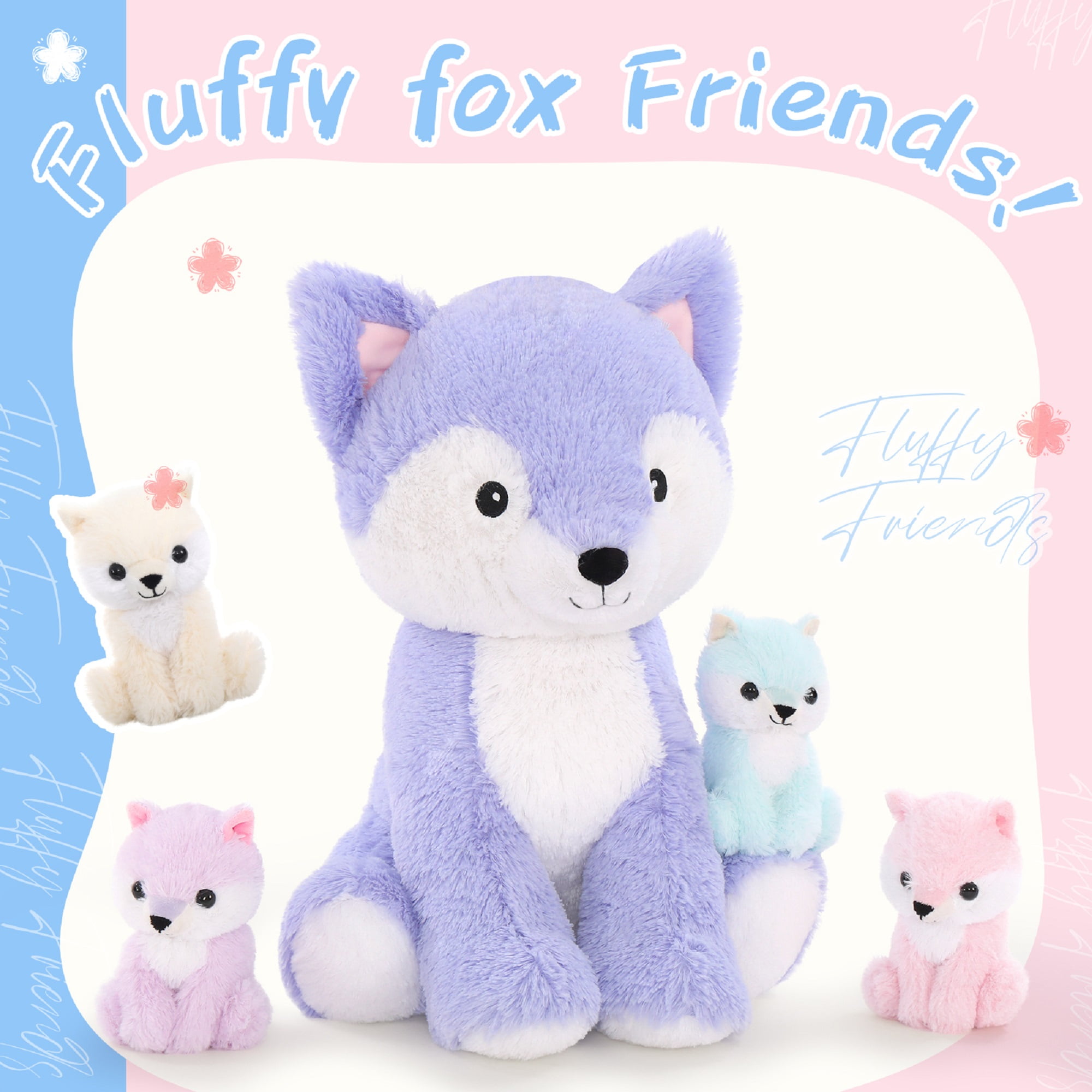 MaoGoLan 19" Fox Stuffed Animals Plush Toys Fox Mommy & Babies Set Plush Toy