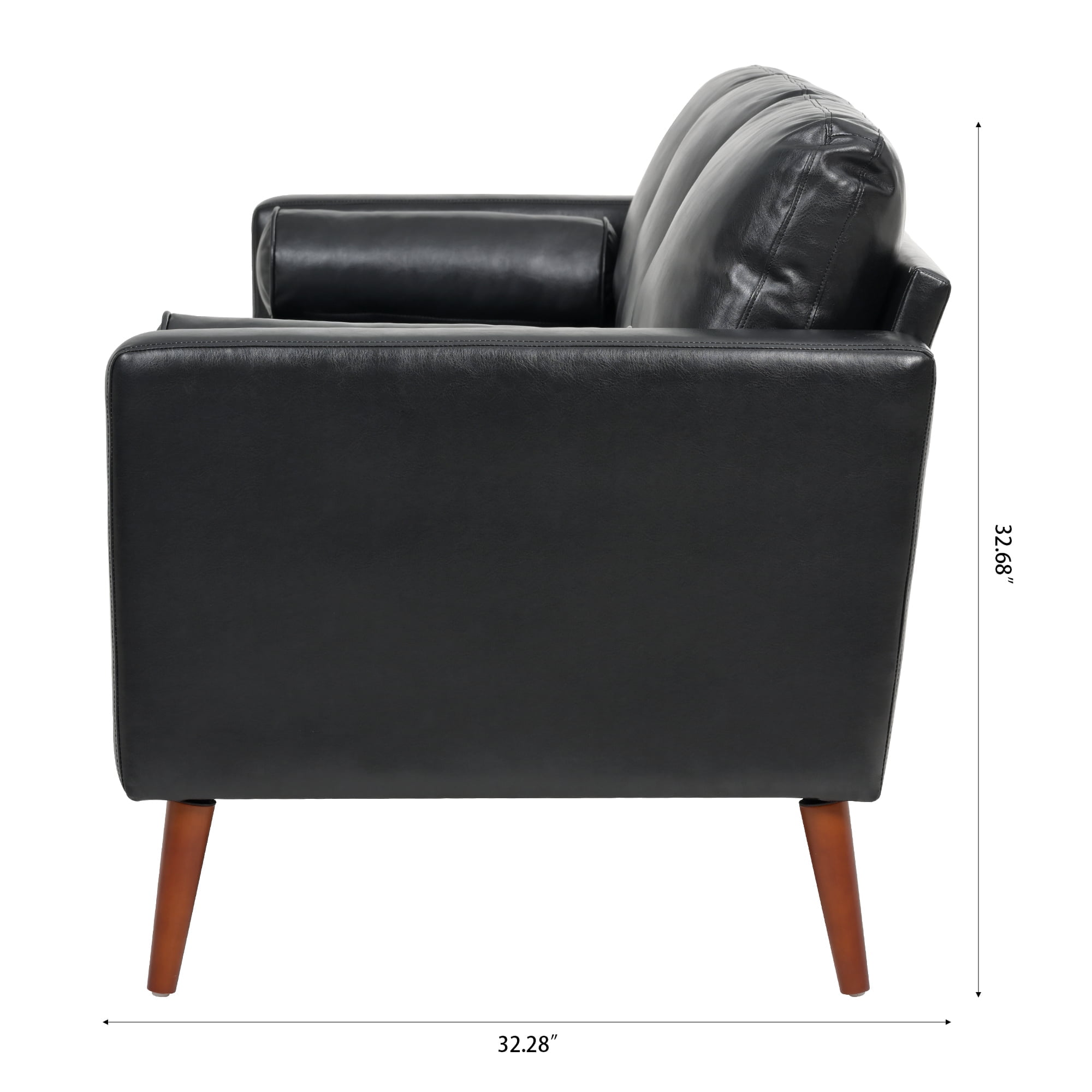 Kadyn 77" Sofa Couch, 3 Seat Comfy Couches for Living Room, Upholstered PU Sofa with Iron Wood Structure, Black Kadyn 77" Sofa Couch, 3 Seat Comfy Couches for Living Room, Upholstered PU Sofa with Iron Wood Structure, Black