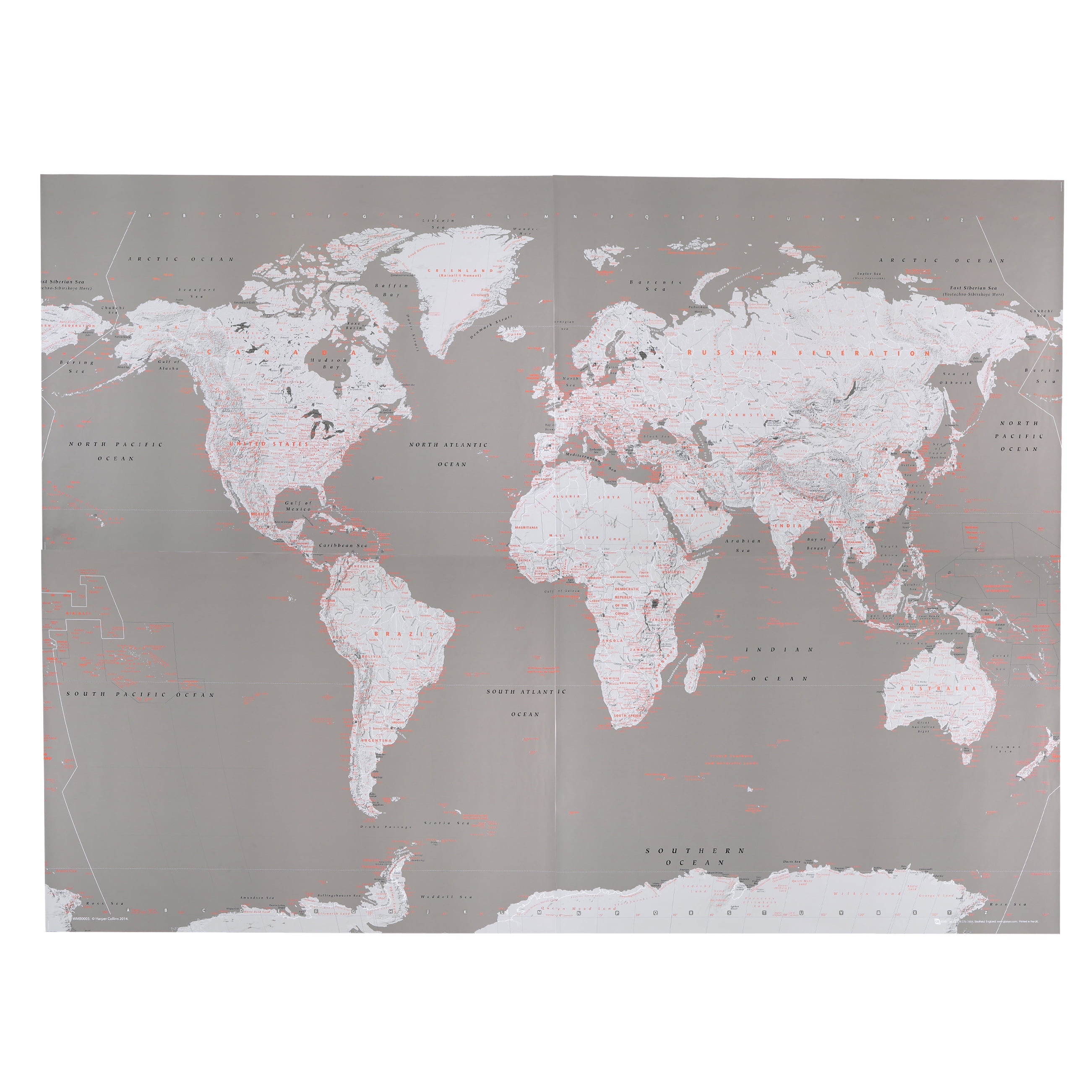 Contemporary Grey World Map Wallpaper Mural 124 x 91in