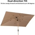 thumbnail image 4 of PURPLE LEAF 6' x 9' Patio Umbrella with Base Market Umbrella Rectangular Outdoor Umbrella with Push Button Tilt & Crank and 8 Ribs Aluminum Table Umbrella for Pool Backyard Beach, Taupe, 4 of 7