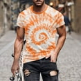 thumbnail image 2 of MIUOWANP Men's Short Sleeve Shirts Casual Pattern Print Sports and Fitness Sports Short Sleeve Round-Neck Blouses Size XL(10)Orange, 2 of 5