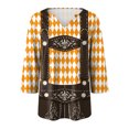 thumbnail image 3 of Dakiuu Womens 3/4 Sleeve Plaid Double Breasted Faux Suspender Top Relaxed Oktoberfest Bavarian Fair Blouse Casual Shirt for Beer Fest Weekend Gathering Outfit, 3 of 3