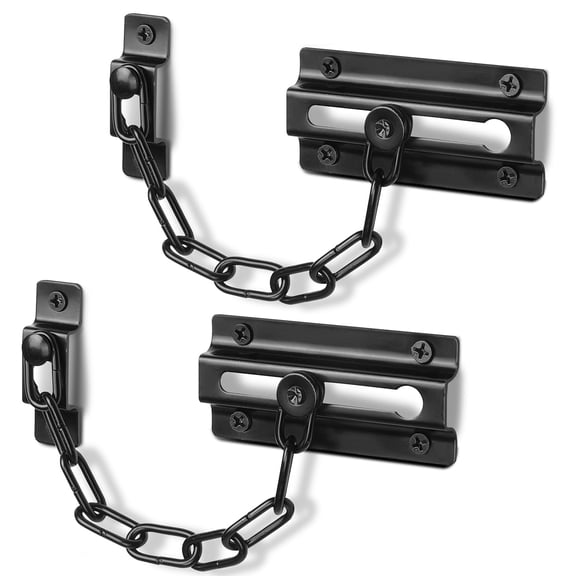 2 Pack Door Chain Lock Black, Security Door Chain for Inside Door, Premium Thickened Chain Door Lock with 12 Screws