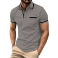 thumbnail image 2 of Mens Casual Trim Polo Shirts Short Sleeve Color Block Athletic Golf T Shirts Chest Pocket Fashion Loose Fit Tops L, 2 of 8