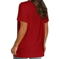 thumbnail image 4 of Annhoo Summer Womens Short Sleeve Tops with Pocket Casual Loose V Neck Blouses Comfy Going out Shirt Tunics, 4 of 6