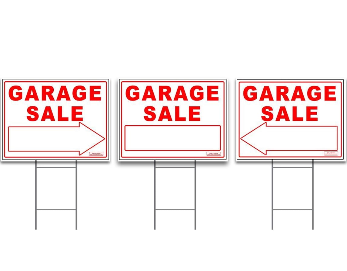 Garage Sale Yard Sign Kit 3 24"x18" Signs 1 Block Sign 2