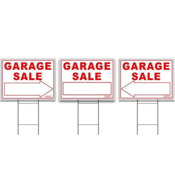 Garage Sale Yard Sign Kit 3 24"x18" Signs 1 Block Sign 2