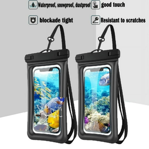 Waterproof Phone Pouch (2 Pack): Universal waterproof case for iPhone 13/12/11 Pro Max,XS Max,and Samsung Galaxy S10/S9.Underwater dry bag in black.