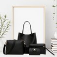 thumbnail image 4 of Bolsa 4 unids/set Litchi patrón mujeres hombro Crossbody bolsos embrague (negro) Tmvgtek Para estrenar, 4 of 9