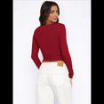 thumbnail image 4 of Suéter Corto de Punto con Botones y Larga Y2K para Mujer, Abierto Al Frente, Cárdigan de Punto, Cuello en V, Otoño Vino Tinto L, 4 of 7