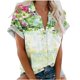 thumbnail image 1 of Blusa de solapa informal para mujer, manga corta, estampado, camisa suelta, botones, cárdigan Pompotops hkajfhjk474346, 1 of 7