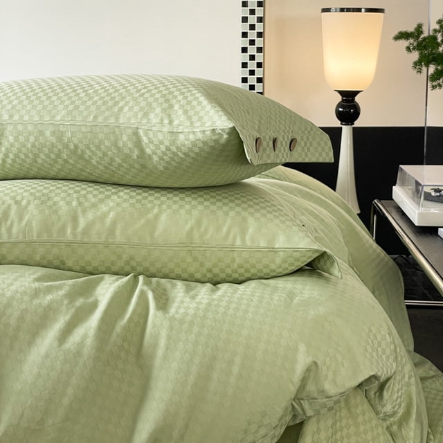 Xiao Hua Juego de 2 fundas de almohada 100 % algodón, tamaño estándar, con ribete de botones, suaves y duraderas, con un efecto refrescante premium para cama (48 x 73 cm, verde)