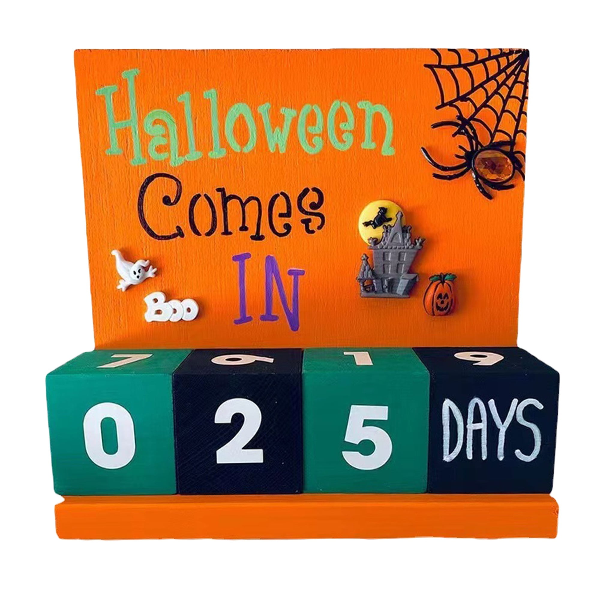 Nokiwiqis Halloween Advent Calendar Wooden Countdown Calendar Ornaments for Home Decor Party