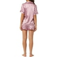 thumbnail image 3 of INSPIRE CHIC Women's Pajama Sets Short Sleeve Button Down Top with Shorts Lounge Sets XL Pink, 3 of 6