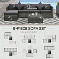 thumbnail image 6 of Outsunny 6 Pieces Patio Furniture Sets Outdoor Wicker All Weather PE Rattan Sectional sofa set with Ottoman, Cushions & Tempered Glass Desktop, Gray, 6 of 9