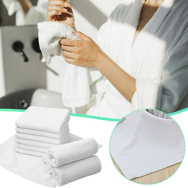 Toallas de baño, toallas de cocina, artículos esenciales de viaje, toalla blanca de algodón, toalla de mano, toalla pequeña, paño desechable, pañuelo cuadrado blanco