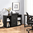 thumbnail image 3 of Alden Design Mobile Vintage File Cabinet with 2-Drawer for Home and Office, Black, 3 of 7