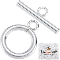 15Pcs Toggle Clasps 925 Sterling Silver Plated T-bar Closure Round Claps Jewelry Findings with Storage Box