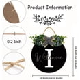 thumbnail image 2 of Welcome Sign With Monogram Letter I Family Last Name Initial Home Decoration Farmhouse Wreath Wooden Hanging Sign Door Decoration Wreath 11X11 Inches All Seasons Wreath for Home (Black), 2 of 5