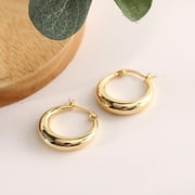 Amy and Annette 14K Gold Graduated Hoop Huggie Earring in 14K Yellow Gold Plated