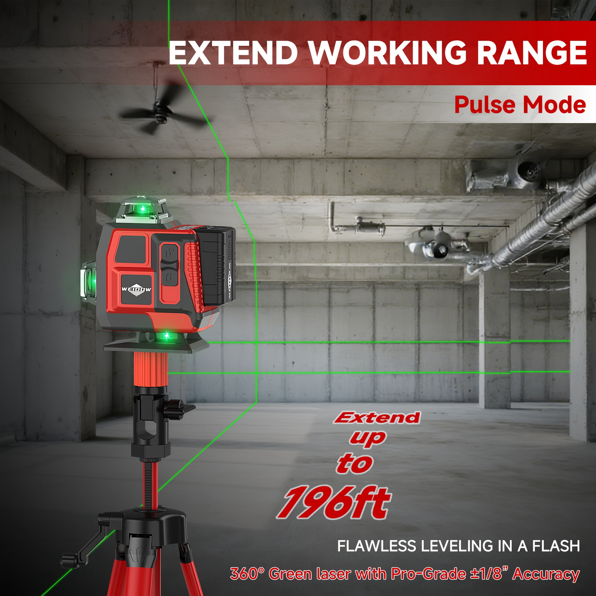 Lfine 360 Self-Leveling Laser Level Kit with Tripod, 4D 4x360° Cross Line for Construction Renovation and Floor Tile Installation