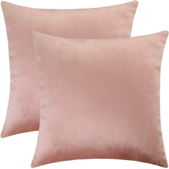 Set of 2 Comfy Soft Throw Pillow Covers for Sofa Couch Zipper Decorative Square Cushion Cases for Bedroom Car (18 x 18 Inches, Blush Rose)