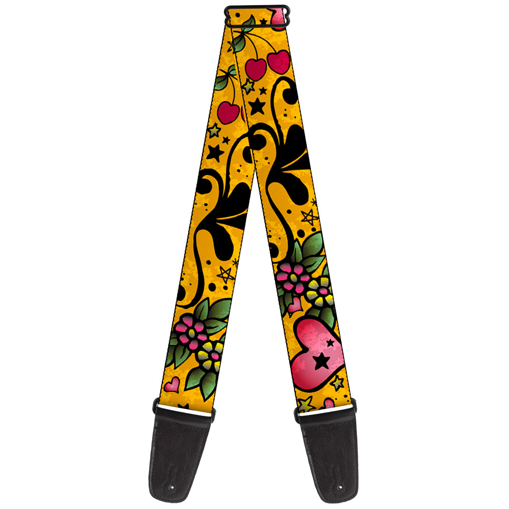 Buckle-Down Guitar Strap, Mom Dad Close Up Yellow, 2 Inches Wide