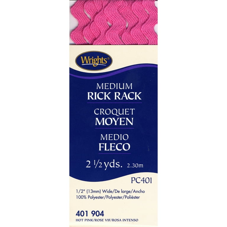 Wrights 1/2 Candy Pink Medium Rick Rack, 2.5 yd 